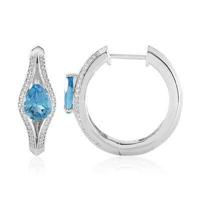 Swiss Blue Topaz Silver Earrings (de Melo)