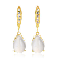 Tanzanian Rainbow Moonstone Silver Earrings
