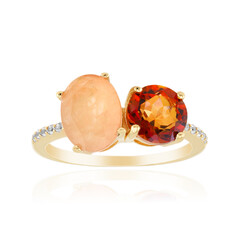 Peach Pastel Quartz Silver Ring