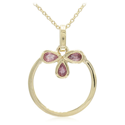 10K Unheated Padparadscha Sapphire Gold Necklace