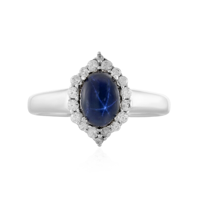 Thai Blue Star Sapphire Sterling Silver Ring 1.29ct