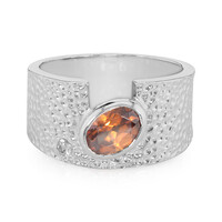 Orange Zircon Silver Ring