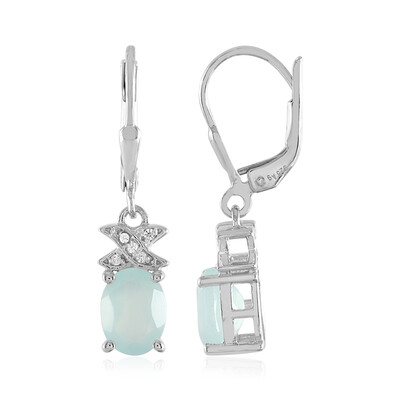 Aqua Chalcedony Silver Earrings