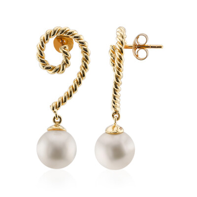 9K White Freshwater Pearl Gold Earrings (TPC)