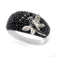 Black Spinel Silver Ring