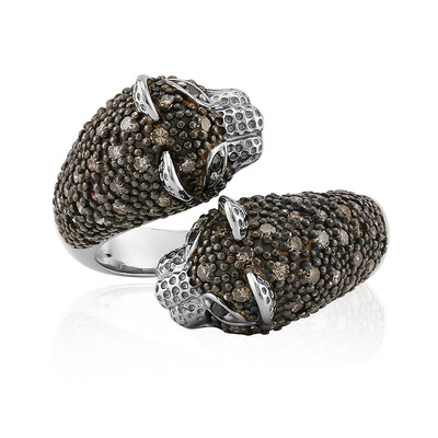 Black Diamond Silver Ring