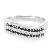 Black Spinel Silver Ring
