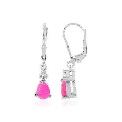 Pink Ethiopian Opal Silver Earrings