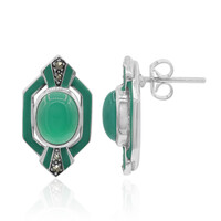Green Chalcedony Silver Earrings