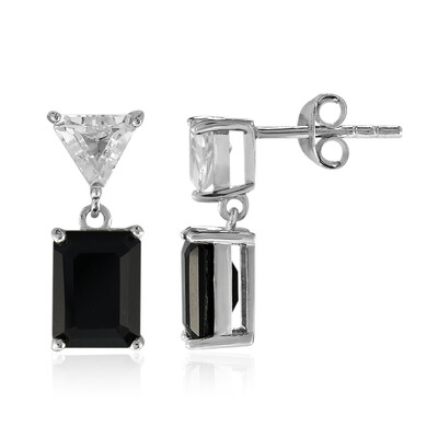 Black Spinel Silver Earrings