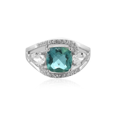 Belgian Teal Fluorite Silver Ring