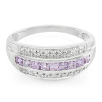 Unheated Ceylon Purple Sapphire Silver Ring