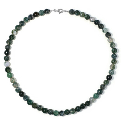 Moss Agate Silver Necklace