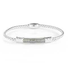 Green Diamond Silver Bangle