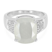 White Moonstone Silver Ring
