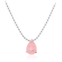 Pink Pastel Quartz Silver Necklace