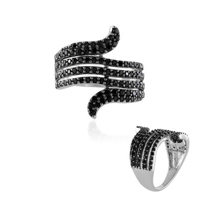 Black Spinel Silver Ring