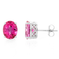 Pink Topaz Silver Earrings
