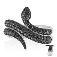 Black Diamond Silver Ring