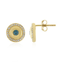 9K I4 Blue Diamond Gold Earrings