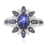 Blue Star Sapphire Silver Ring