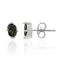Green Tourmaline Silver Earrings