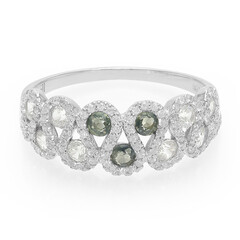 Unheated Green Sapphire Silver Ring