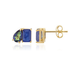 Navy Blue Quartz Silver Earrings