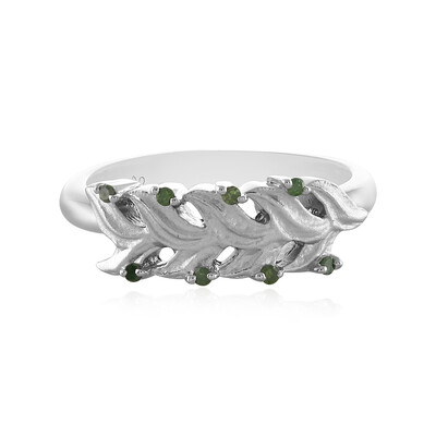 I2 Green Diamond Silver Ring