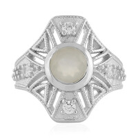 White Moonstone Silver Ring