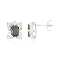 Russian Diopside Silver Earrings