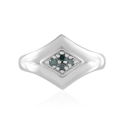 I2 Blue Diamond Silver Ring