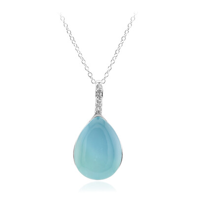 Aqua Chalcedony Silver Necklace