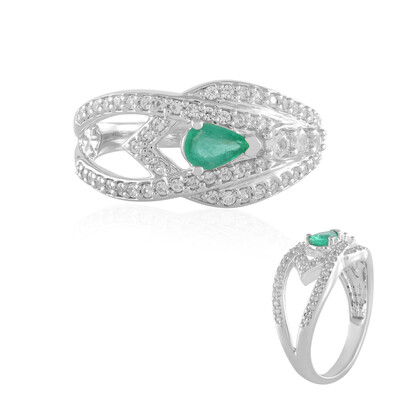 Russian Emerald Silver Ring (de Melo)