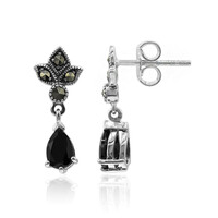 Black Spinel Silver Earrings