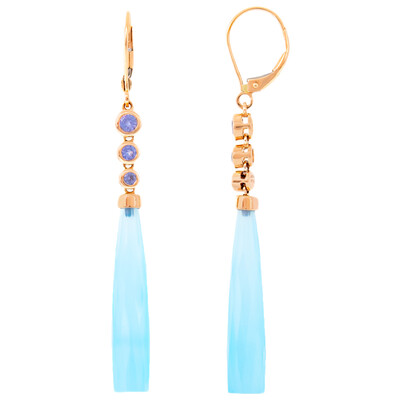 9K Blue Chalcedony Gold Earrings (KM by Juwelo)