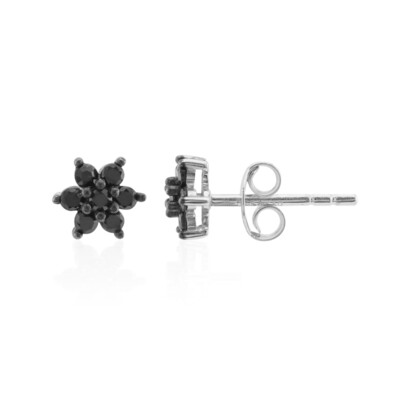 Black Spinel Silver Earrings