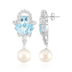 White Freshwater Pearl Silver Earrings