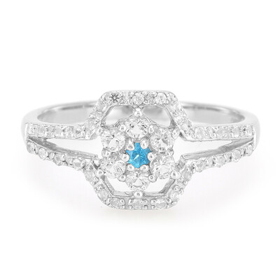 Neon Blue Apatite Silver Ring