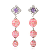 Mother of Pearl Mosaic Silver Earrings (Dallas Prince Designs)