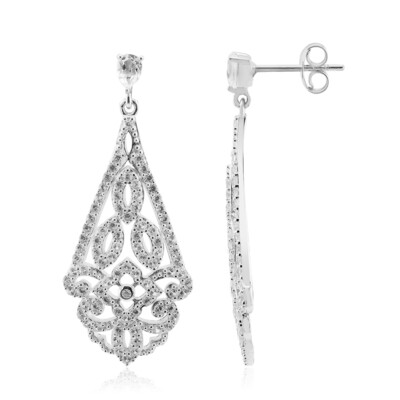 White Topaz Silver Earrings