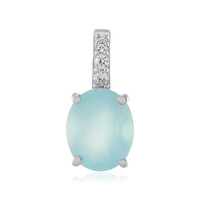Aqua Chalcedony Silver Pendant