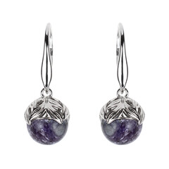 Charoite Silver Earrings