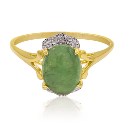 9K Noble Green Jadeite Gold Ring (Annette)