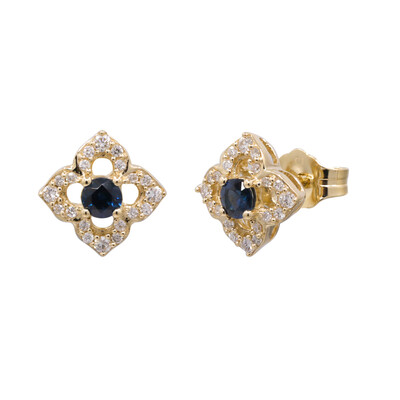 14K Ceylon Blue Sapphire Gold Earrings (CIRARI)