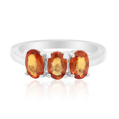 Orange Sapphire Silver Ring