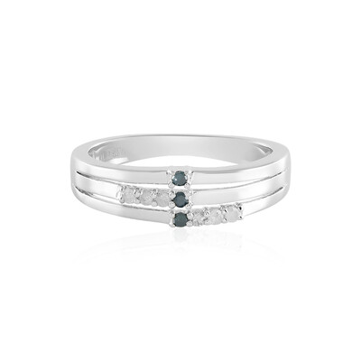 I3 Blue Diamond Silver Ring