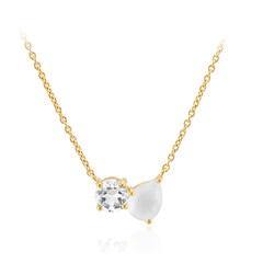 White Pastel Quartz Silver Necklace
