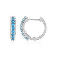 Neon Blue Apatite Silver Earrings