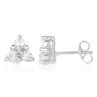 Rainbow Moonstone Silver Earrings